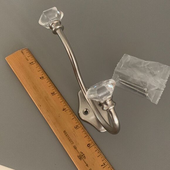 Crystal Look Tipped Silver Robe Hook - Picture 3 of 3